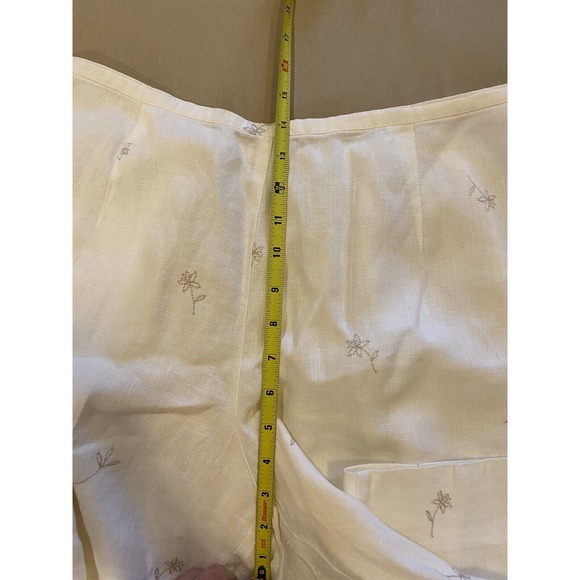 Maggie McNaughton Linen Embroidered, Crop Pants Sz 1X Beige, 1/2 Elastic Waist - Picture 8 of 8